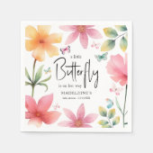 ピンクフローラ蝶ベビーシャワー スタンダードカクテルナプキン (正面)