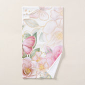 ピンクフローラ蝶 – 金ゴールドグリッター白 バスタオルセット (ハンドタオル)