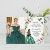 ピンクフローラ蝶Sweet sixteen16th写真 招待状 (スタンド正面)