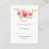 ピンクフローラ表示ブライダルシャワー要求ラベル3605 エンクロージャーカード (裏面)