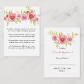 ピンクフローラ表示ブライダルシャワー要求ラベル3605 エンクロージャーカード (正面/裏面)