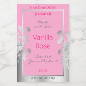 ピンクフローラ製品包装ラベルシルバーフレーム フードラベル (シングルラベル)