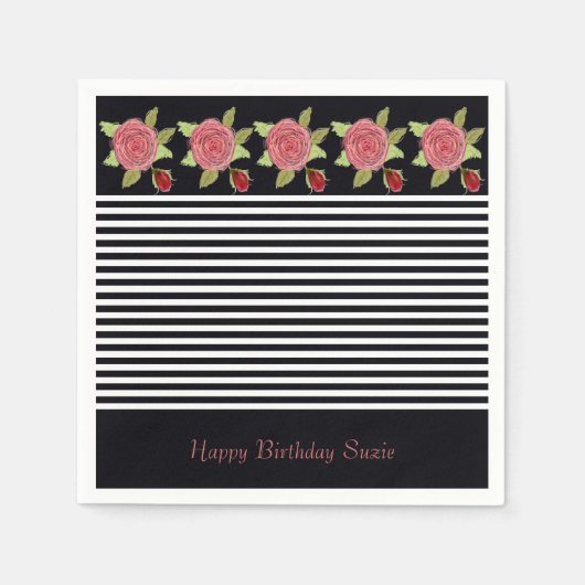 ピンクフローラ設計 スタンダードカクテルナプキン (正面)