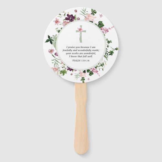 ピンクフローラ詩篇139:14 ハンドファン (正面)