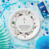 ピンクフローラ詩篇139:14 ペーパープレート (パーティー)