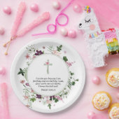 ピンクフローラ詩篇139:14 ペーパープレート (パーティー)
