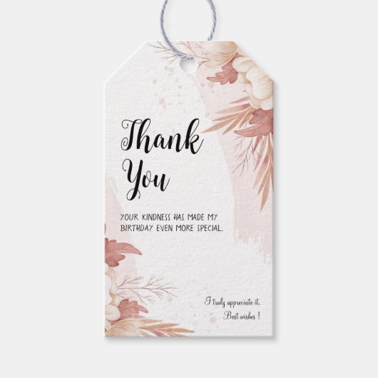 ピンクフローラ誕生日ギフトラベル ギフトタグ (正面)