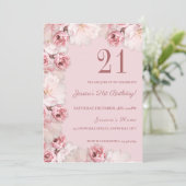 ピンクフローラ誕生日パーティーの招待 招待状 (スタンド正面)