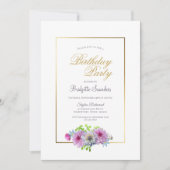 ピンクフローラ誕生日パーティー 招待状 (正面)