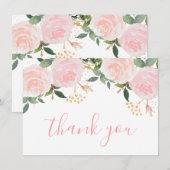 ピンクフローラ誕生日フラットサンキューカード サンキューカード (正面/裏面)