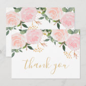 ピンクフローラ誕生日フラットサンキューカード サンキューカード (正面/裏面)