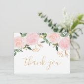 ピンクフローラ誕生日フラットサンキューカード サンキューカード (スタンド正面)