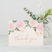 ピンクフローラ誕生日フラットサンキューカード サンキューカード (スタンド正面)