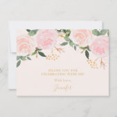 ピンクフローラ誕生日フラットサンキューカード サンキューカード (裏面)