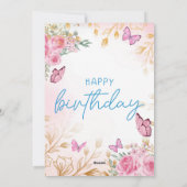 ピンクフローラ誕生日招待状：最適 シーズンカード (裏面)
