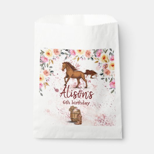ピンクフローラ誕生日馬の誕生日パーティー フェイバーバッグ (正面)