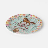ピンクフローラ誕生日馬の誕生日パーティー ペーパープレート (アングル)