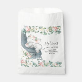 ピンクフローラ象ガールベビーシャワー誕生日 フェイバーバッグ