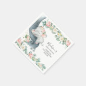 ピンクフローラ象ガールベビーシャワー誕生日Na スタンダードカクテルナプキン (角)