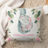 ピンクフローラ象誕生統計ガール子供部屋 クッション (ブランケット)