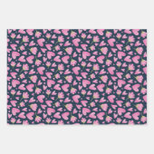 ピンクフローラ赤いハートスウィートバレンティンズデイパターン ラッピングペーパーシート (正面2)