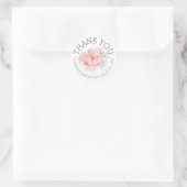 ピンクフローラ赤ちゃんシャワーありがとう ラウンドシール (バッグ)