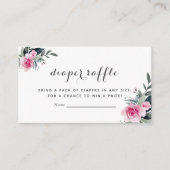 ピンクフローラ赤ちゃんシャワーおむつラッフルカード エンクロージャーカード (正面)