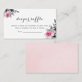 ピンクフローラ赤ちゃんシャワーおむつラッフルカード エンクロージャーカード