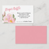 ピンクフローラ赤ちゃんシャワーおむつラッフル エンクロージャーカード (正面/裏面)
