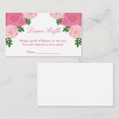 ピンクフローラ赤ちゃんシャワーおむつラッフル エンクロージャーカード (正面/裏面)