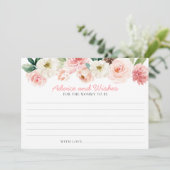 ピンクフローラ赤ちゃんシャワーアドバイスとウィッシュズカード 招待状 (スタンド正面)