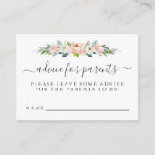ピンクフローラ赤ちゃんシャワーアドバイスfor Parents エンクロージャーカード (正面)