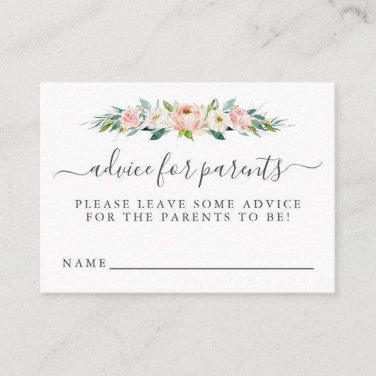ピンクフローラ赤ちゃんシャワーアドバイスfor Parents エンクロージャーカード (正面)