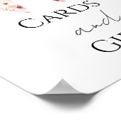 ピンクフローラ赤ちゃんシャワーカードとギフトパーティーサイン ポスター (角)