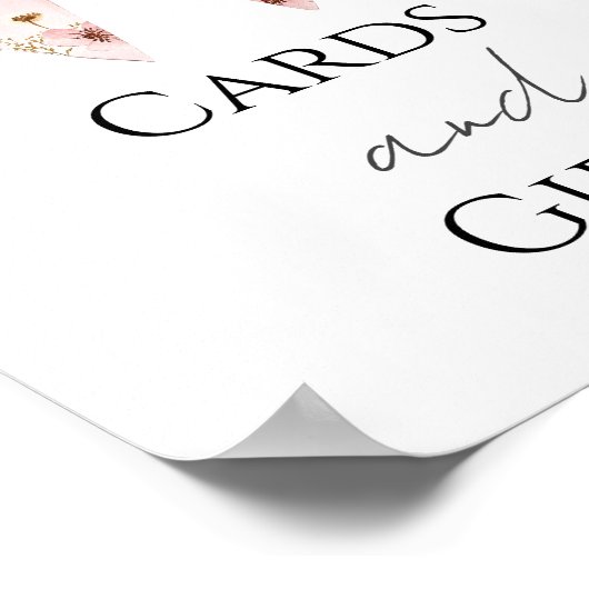 ピンクフローラ赤ちゃんシャワーカードとギフトパーティーサイン ポスター (角)