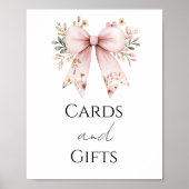 ピンクフローラ赤ちゃんシャワーカードとギフトパーティーサイン ポスター (正面)