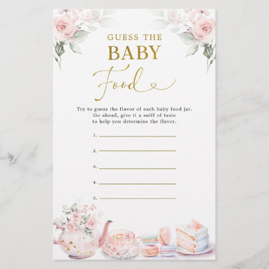 ピンクフローラ赤ちゃんシャワーパーティー推測ベビー食品 (正面)