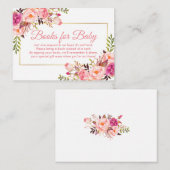 ピンクフローラ赤ちゃんシャワーブックベビーカード エンクロージャーカード (正面/裏面)