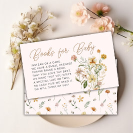 ピンクフローラ赤ちゃんシャワーブックリクエストカード エンクロージャーカード