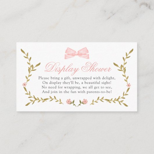 ピンクフローラ赤ちゃんシャワーベビー展示用ブック エンクロージャーカード (裏面)