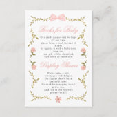 ピンクフローラ赤ちゃんシャワーベビー展示用ブック エンクロージャーカード (正面)