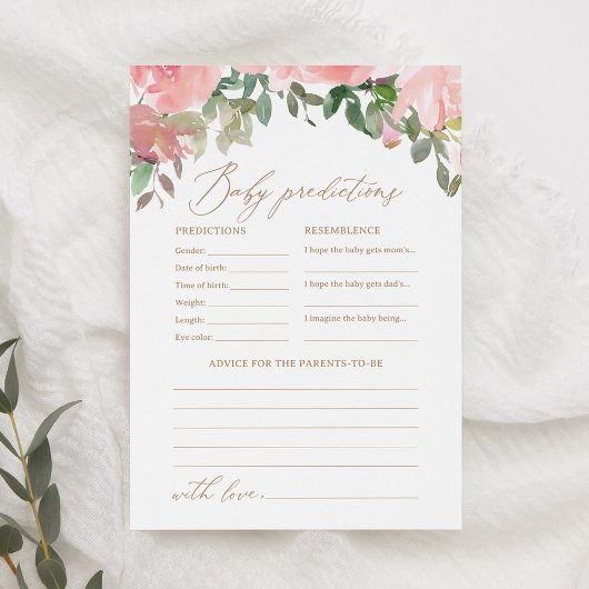 ピンクフローラ赤ちゃんシャワー予測とアドバイス 招待状