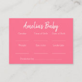 ピンクフローラ赤ちゃんシャワー予測ゲーム エンクロージャーカード (正面)