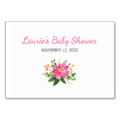 ピンクフローラ赤ちゃんシャワー子育てアドバイスカード テーブルナンバー (裏面)