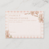 ピンクフローラ赤ちゃんシャワー家族の伝統活動 エンクロージャーカード (正面)