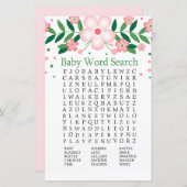 ピンクフローラ赤ちゃんシャワー語検索ゲーム (正面/裏面)
