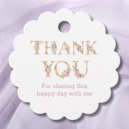 ピンクフローラ赤面バラベビーシャワーありがとう フェイバータグ