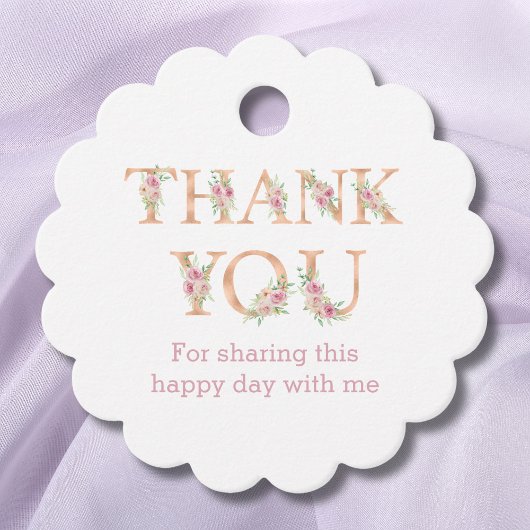 ピンクフローラ赤面バラベビーシャワーありがとう フェイバータグ