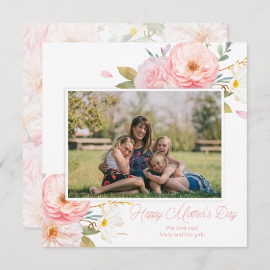 ピンクフローラ追加フォトマザーの日 カード (正面/裏面)