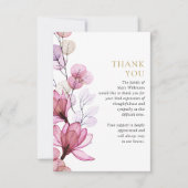 ピンクフローラ追悼式お祝い サンキューカード (正面)